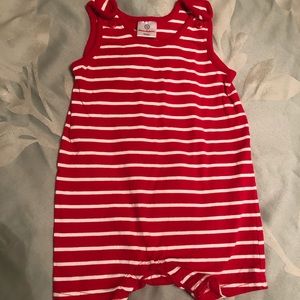 Hanna Andersson red white romper 6-12m EUC